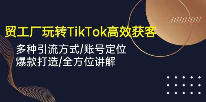 外贸工厂玩转TikTok高效获客,多种引流方式/账号定位/爆款打造/全方位讲解-优优云网创
