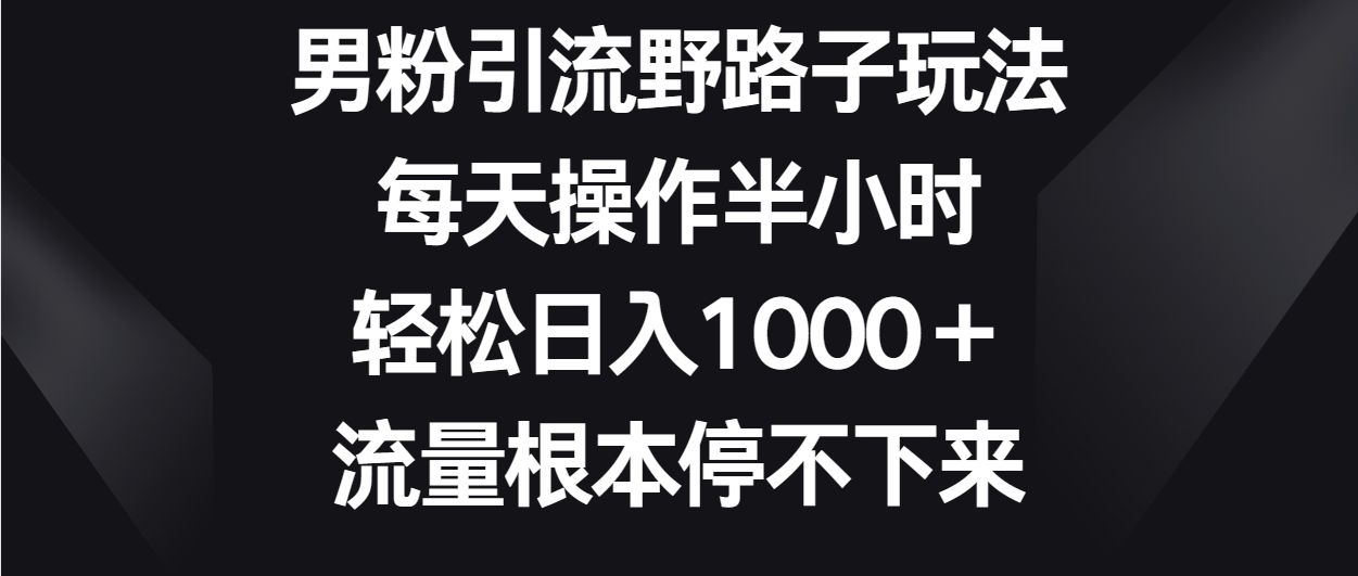 男粉引流野路子玩法,每天操作半小时轻松日入1000+,流量根本停不下来-优优云网创