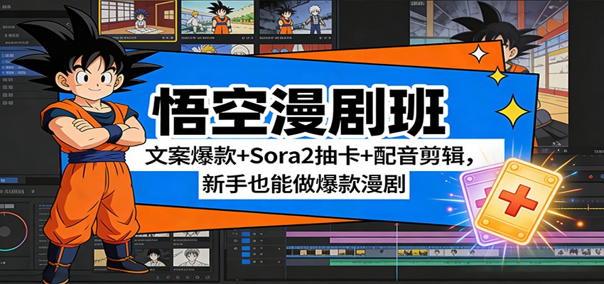 悟空漫剧班:文案爆款+Sora2抽卡+配音剪辑,新手也能做爆款漫剧-优优云网创