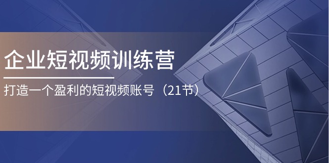企业短视频训练营：打造一个盈利的短视频账号（21节）-优优云网创