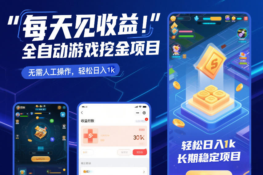 每天见收益,全自动游戏挖金项目,无需人工操作,轻松日入1k,长期稳定项目【揭秘】-优优云网创