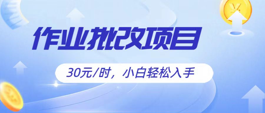 作业批改项目30元/时,简单小白轻松入手,非常适合兼职-优优云网创