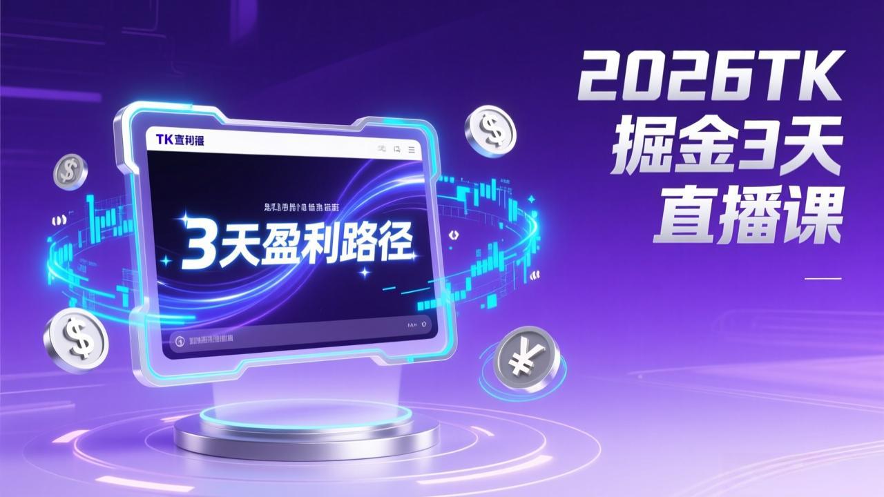 2026TK掘金直播课，起号涨粉+直播带货+商单变现+3天打通盈利路径，月入过万美金-优优云网创