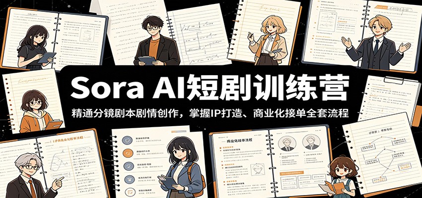 Sora AI短剧训练营:精通分镜剧本剧情创作,掌握IP打造、商业化接单全套流程-优优云网创