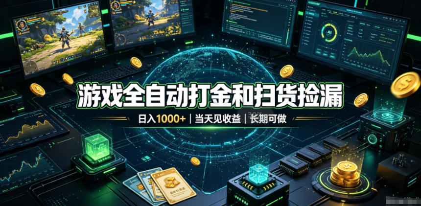 游戏全自动打金和扫货捡漏,日入1k+,当天见收益,长期可做!【揭秘】-优优云网创