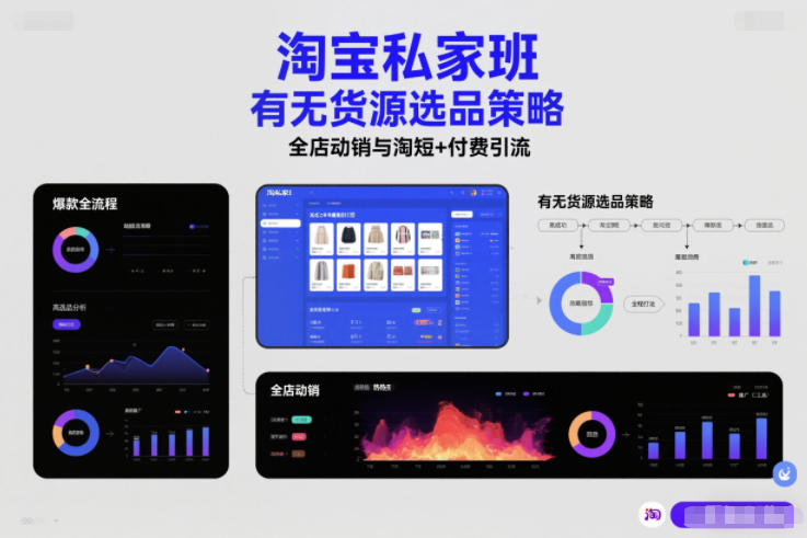 淘宝私家班,有无货源选品策略,高成功率爆款全流程打法,全店动销与淘短+付费引流(更新2026)-优优云网创