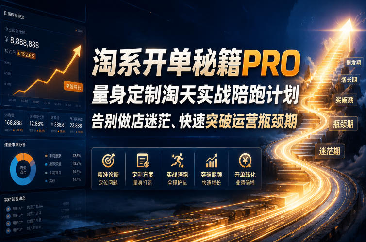 淘系开单秘籍PRO,量身定制淘天实战陪跑计划,告别做店迷茫、快速突破运营瓶颈期(20260709)-优优云网创