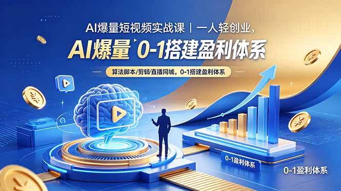 （18652期）AI爆量短视频实战课｜一人轻创业，算法脚本剪辑直播同城，0-1搭建盈利体系-优优云网创