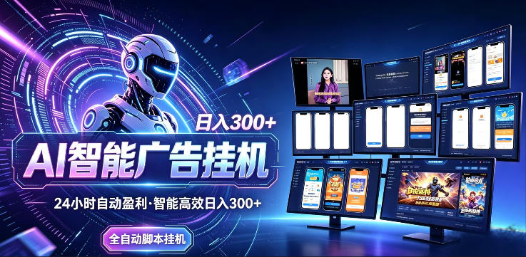 AI智能广告挂G项目,无需人工,单机稳定日入200+,可矩阵放大,24小时不间断刷广告賺收益【揭秘】-优优云网创