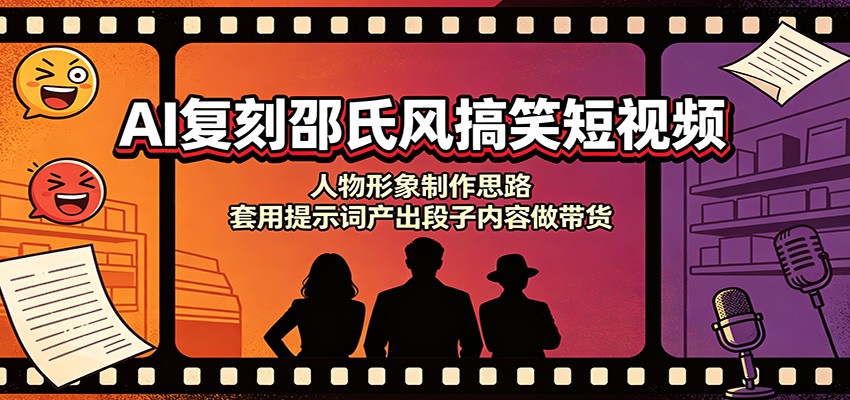 AI复刻邵氏风搞笑短视频:人物形象制作思路,套用提示词产出段子内容做带货-优优云网创