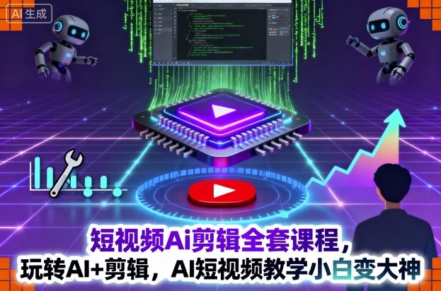 短视频Ai剪辑全套课程,玩转AI+剪辑,AI短视频教学小白变大神-优优云网创