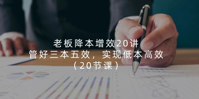 老板降本增效20讲,管好三本五效,实现低本高效(20节课)-优优云网创