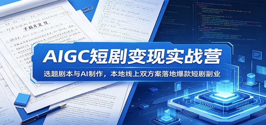 AIGC短剧变现实战营:选题剧本与AI制作,本地线上双方案落地爆款短剧副业-优优云网创