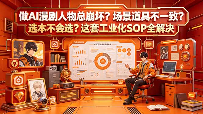 做AI漫剧人物总崩坏?场景道具不一致?选本不会选?这套工业化SOP全解决 (更新-优优云网创