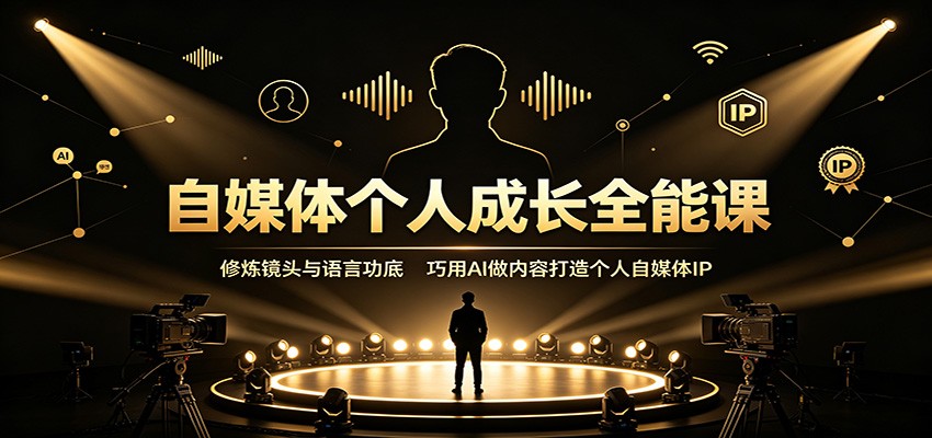 自媒体个人成长全能课:修炼镜头与语言功底,巧用AI做内容打造个人自媒体IP-优优云网创