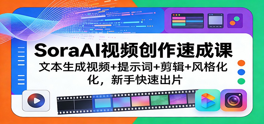 SoraAI视频创作速成课:文本生成视频+提示词+剪辑+风格化,新手快速出片-优优云网创