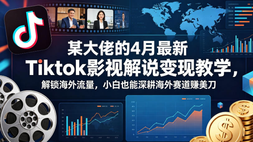 某大佬的4月最新Tiktok影视解说变现教学,解锁海外流量,小白也能深耕海外赛道賺美刀-优优云网创