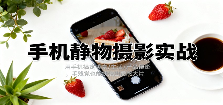 手机静物摄影实战,用手机搞定美食/生活/产品摄影,手残党也能快速出质感大片-优优云网创