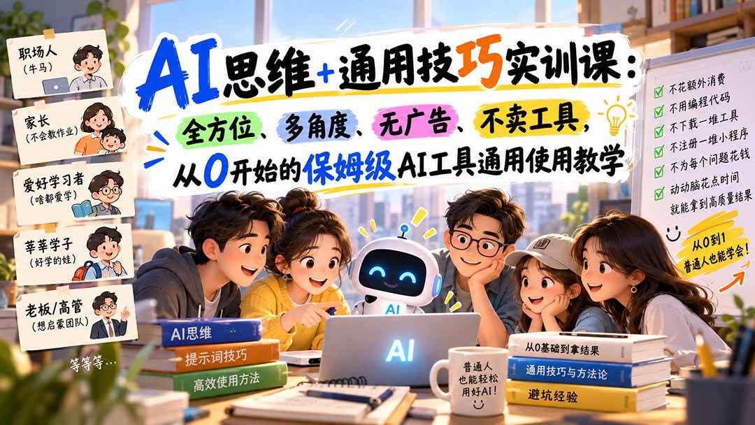 (20680期)AI思维+通用技巧实训课:全方位、多角度、无广告、不卖工具,从0开始的保姆级AI工具通用使用教学 (20680期)AI思维+通用技巧实训课:全方位、多角度、无广告、不卖工具,从0开始的保姆级AI工具通用使用教学