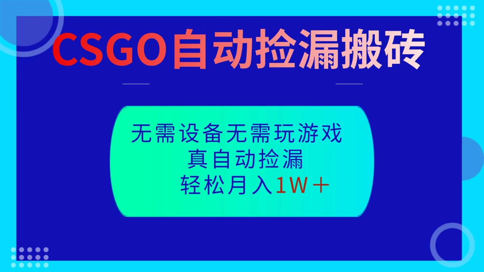 CSGO自动捡漏搬砖,当天操作当天见结果,无需了解游戏,包教包会包落地-优优云网创