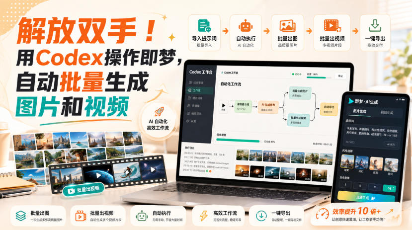 解放双手！用Codex操作即梦，自动批量生成图片和视频-优优云网创