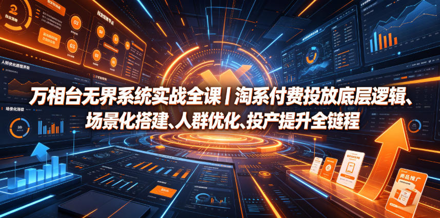 万相台无界系统实战全课|淘系付费投放底层逻辑、场景化搭建、人群优化、投产提升全链路运营教程-优优云网创