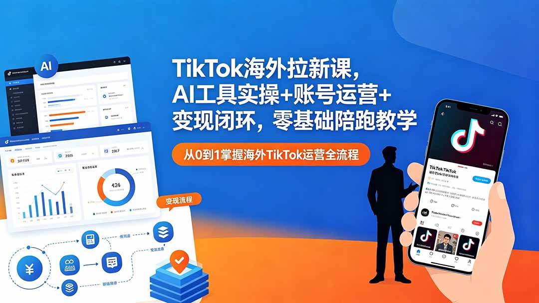 (18522期)TikTok海外拉新课,AI工具实操+账号运营+变现闭环,零基础陪跑教学-优优云网创