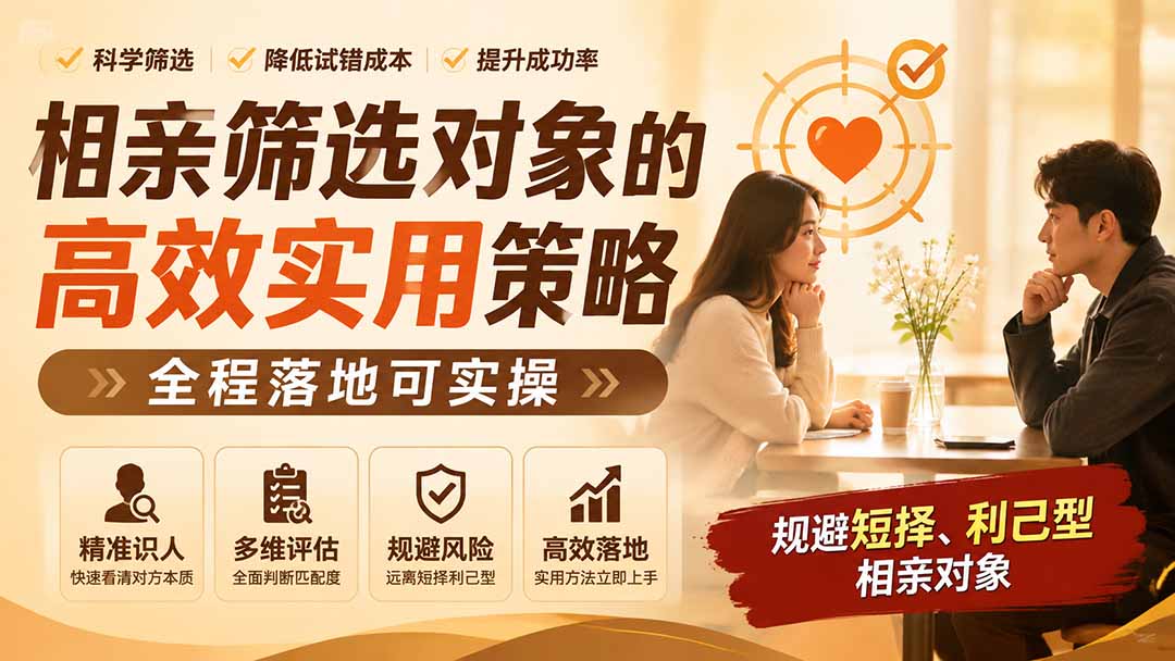 付费文章:相亲筛选对象的高效实用策略,全程落地可实操,规避短择、利己型相亲对象-优优云网创-中创网
