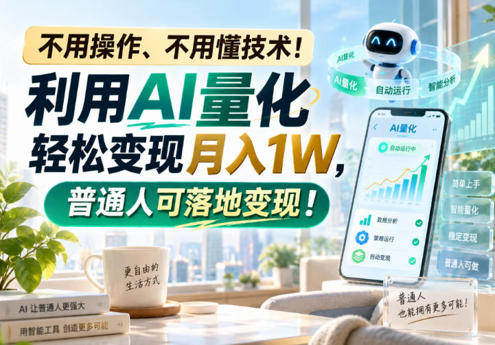 不用操作、不用懂技术!利用AI量化轻松变现月入1W,普通人可落地变现!【揭秘】-优优云网创-中创网