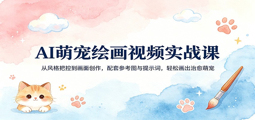 AI萌宠绘画视频实战课：从风格把控到画面创作，配套参考图与提示词，轻松画出治愈萌宠-优优云网创
