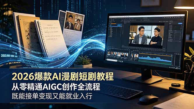 2026 爆款 AI 漫剧短剧教程 从零精通 AIGC 创作全流程 既能接单变现又能就业入行-优优云网创