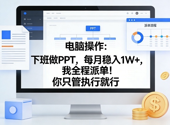 电脑操作:下班做PPT,每月稳入1W+,我全程派单!你只管执行就行【揭秘】-优优云网创