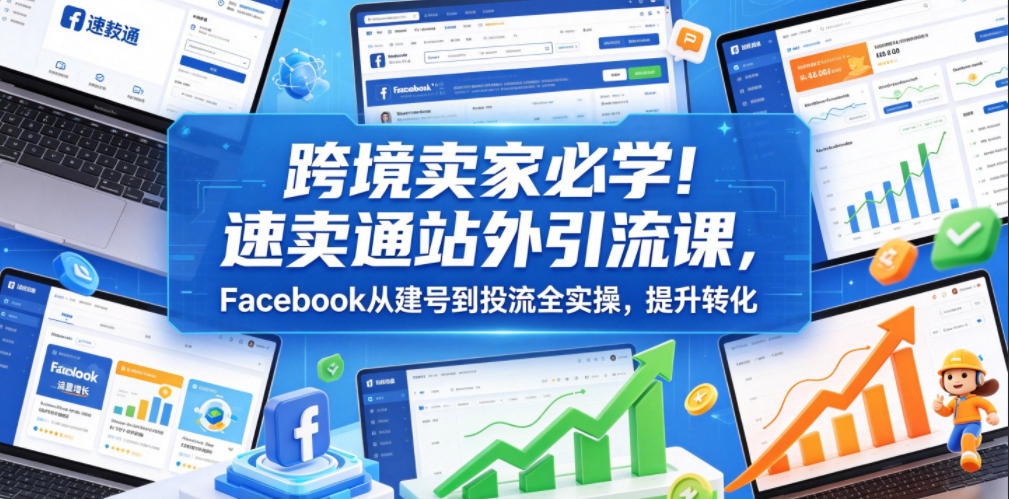 跨境卖家必学!速卖通站外引流课,Facebook从建号到投流全实操,提升转化-优优云网创