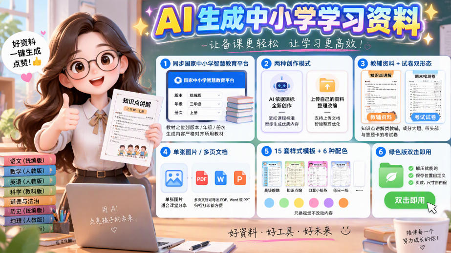 孩子的教辅别再乱买了：同步国家中小学智慧平台，AI一键生成图文教辅和试卷-优优云网创-中创网