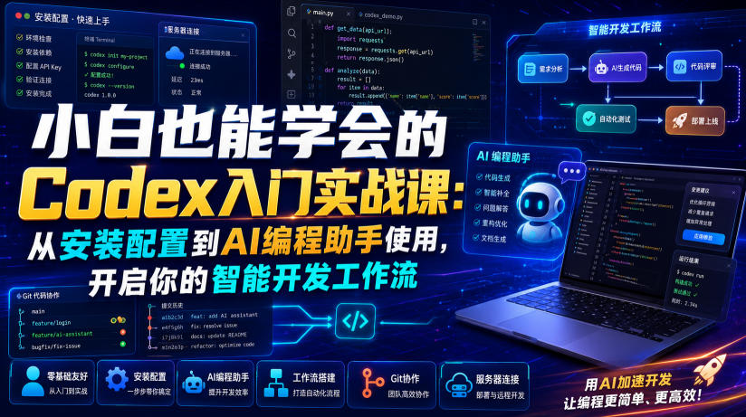 小白也能学会的Codex入门实战课：从安装配置到AI编程助手使用，开启你的智能开发工作流-优优云网创