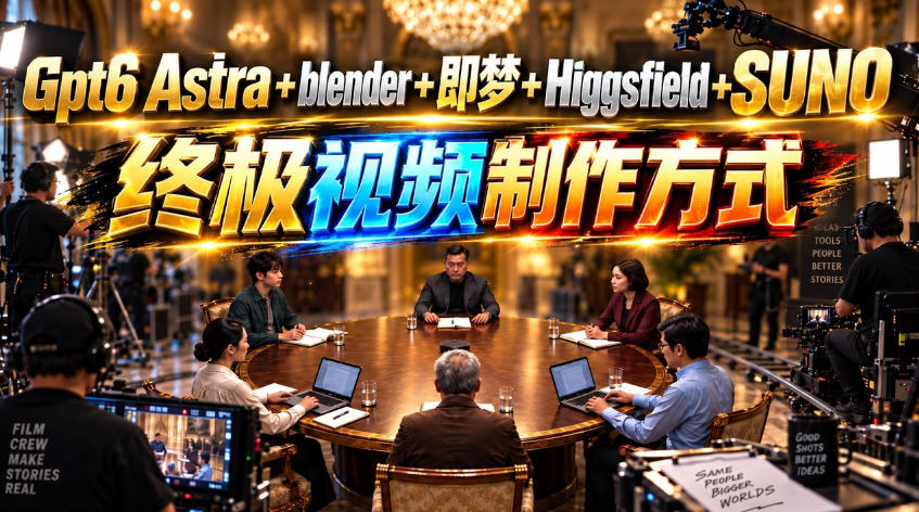 GPT-6 Astra+Blender+即梦+Higgsfield+Suno=终极视频制作方式！-优优云网创-中创网
