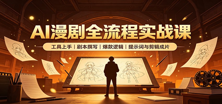 AI漫剧全流程实战课:工具上手、剧本撰写、爆款逻辑、提示词与剪辑成片-优优云网创