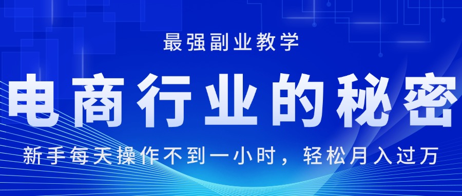 (11427期)电商行业的秘密,新手每天操作不到一小时,月入过万轻轻松松,最强副业…-优优云网创