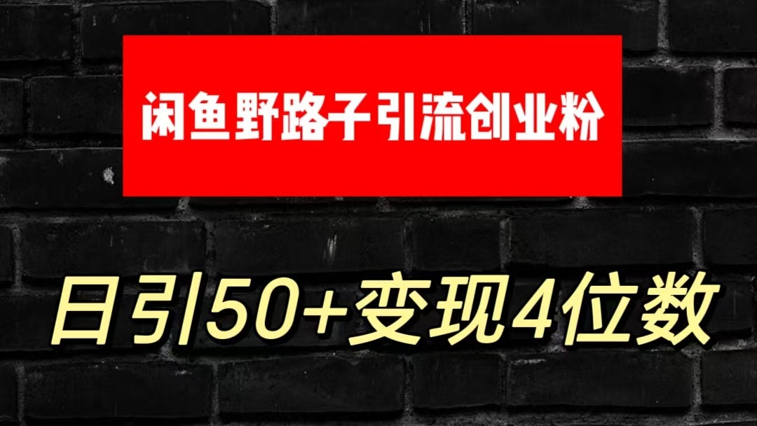 大眼闲鱼野路子引流创业粉,日引50+单日变现四位数-优优云网创