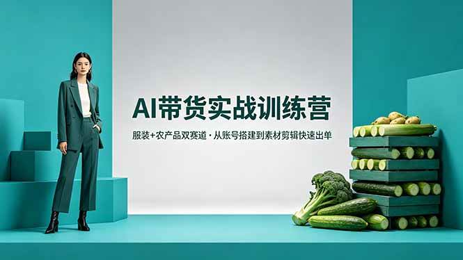 （18355期）AI带货实战训练营，服装+农产品双赛道，从账号搭建到素材剪辑快速出单-优优云网创