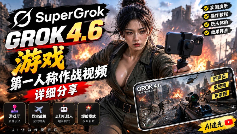 Grok 4.6也能做游戏?第一人称作战视频实测|玩法详细讲解-优优云网创-中创网