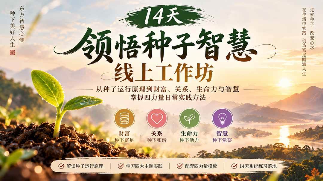 （20756期）14天领悟种子智慧线上工作坊｜从种子运行原理到财富、关系、生命力与智慧，掌握四力量日常实践方法-优优云网创-中创网