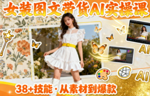 女装图文带货的AI实操课,覆盖38个实用技能,快速提升素材制作效率-优优云网创
