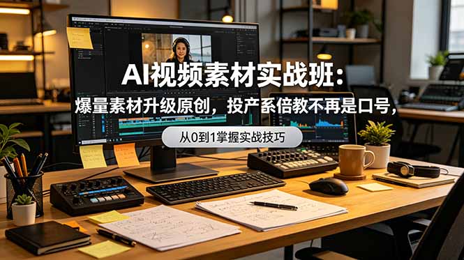 AI视频素材实战班:爆量素材升级原创,投产翻倍不再是口号,0-1系统教学实战落地-优优云网创
