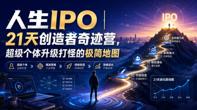 人生IPO︱21天创造者奇迹营,超级个体升级打怪的极简地图-优优云网创