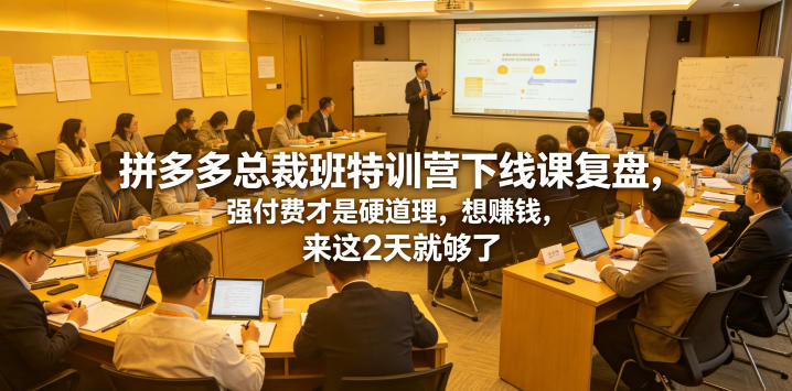 拼多多总裁班特训营下线课复盘,强付费才是硬道理,想賺钱,来这2天就够了-优优云网创