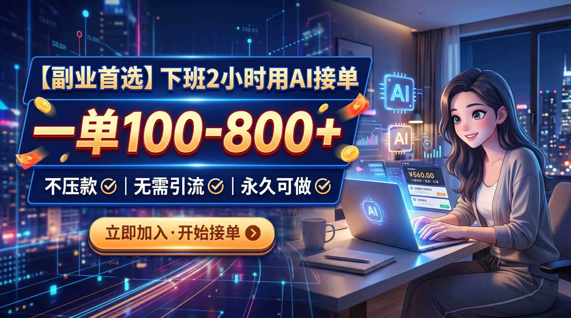 (20243期)下班2小时用AI接单,一单100-800+,不压款,无需引流,永久可做-优优云网创-中创网