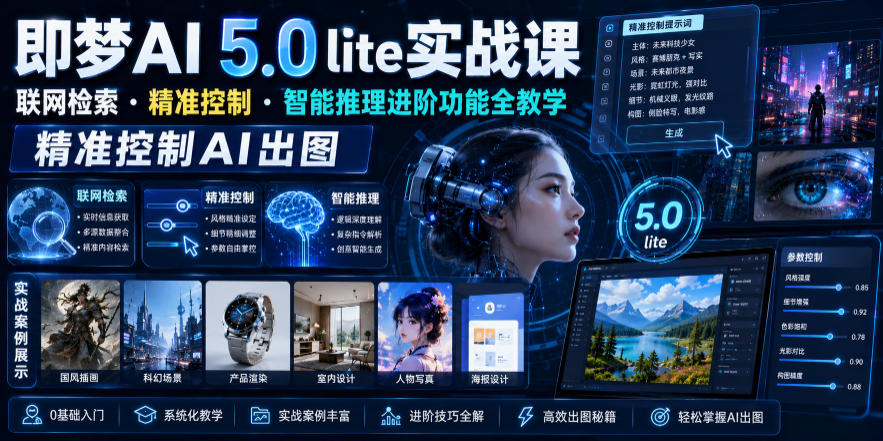 即梦AI 5.0 lite实战课,联网检索・精准控制・智能推理进阶功能全教学,精准控制AI出图-优优云网创