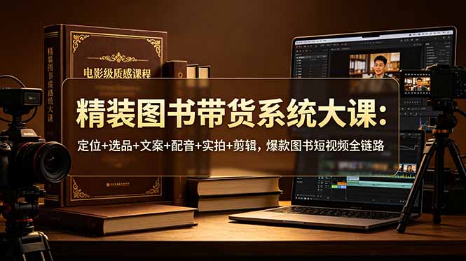 精装图书带货系统大课:定位+选品+文案+配音+实拍+剪辑,爆款图书短视频全链路-优优云网创