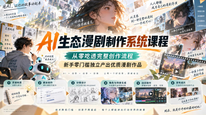AI生态漫剧制作系统课程,从零吃透完整创作流程,新手零门槛独立产出优质漫剧作品-优优云网创-中创网
